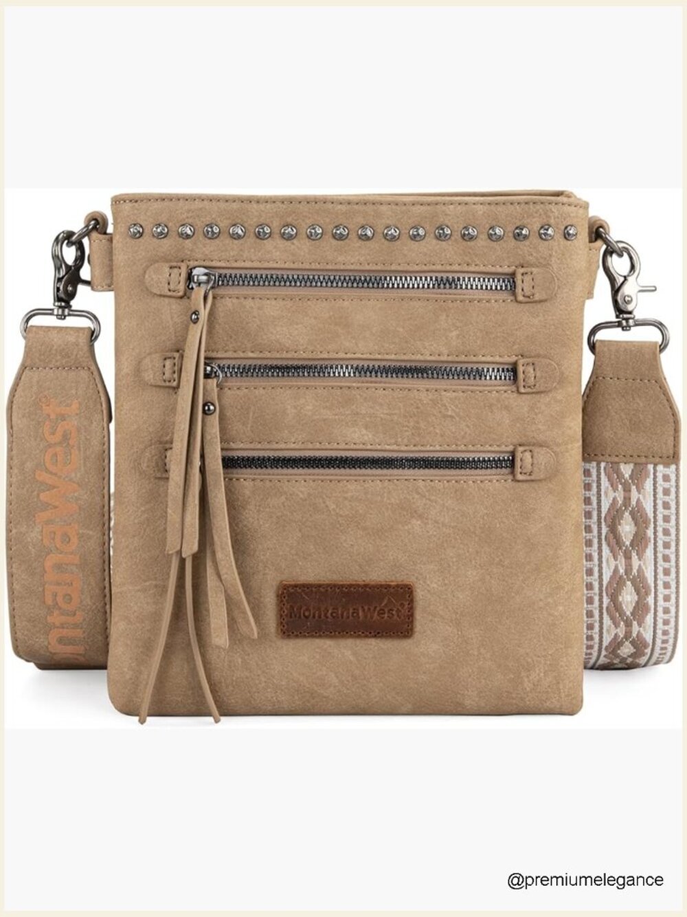 Multi Pocket Crossbody Bag with Guitar Strap Hobo Purse